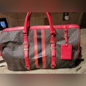 Michael Kors Red and Brown Travel Bag